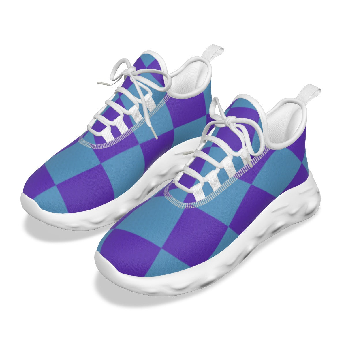 K & S Concepts Purple & Blue Checker Men's Light Sports Shoes