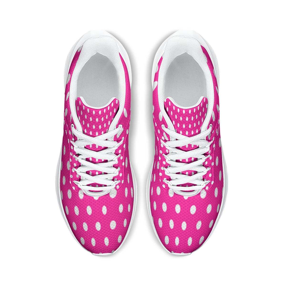 Pink White Polk Dot Design -Women's Road Running Shoes