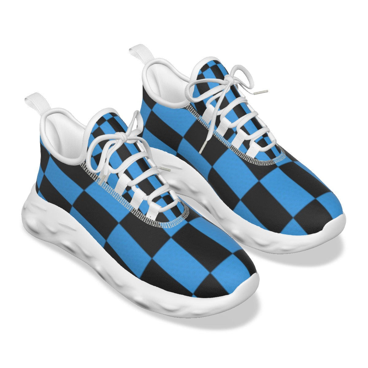 Men's Black & Blue Checker Design Light Sports Shoes