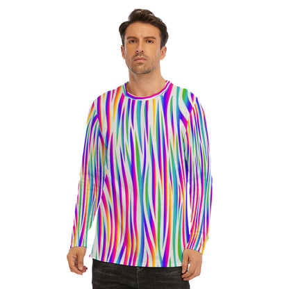 Men's Multi Color Tiger Stripe Long Sleeve T-Shirt | Cotton