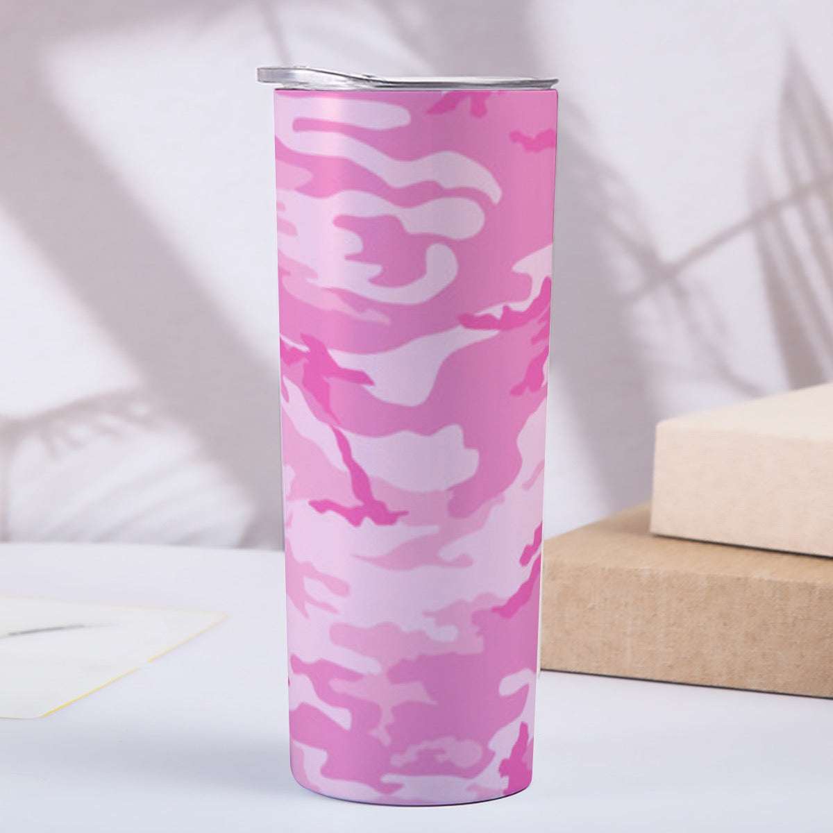 Skinny Pink Camo Design Tumbler Stainless Steel with Lids 20OZ