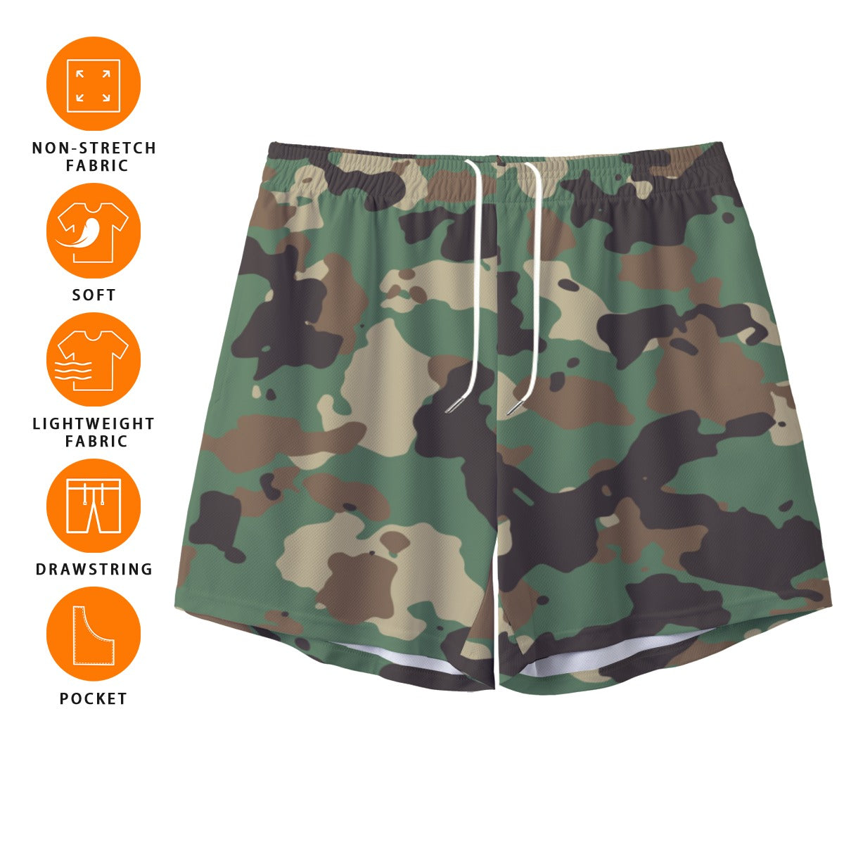 Camo Men's Sports Shorts - K & S Concepts Inc