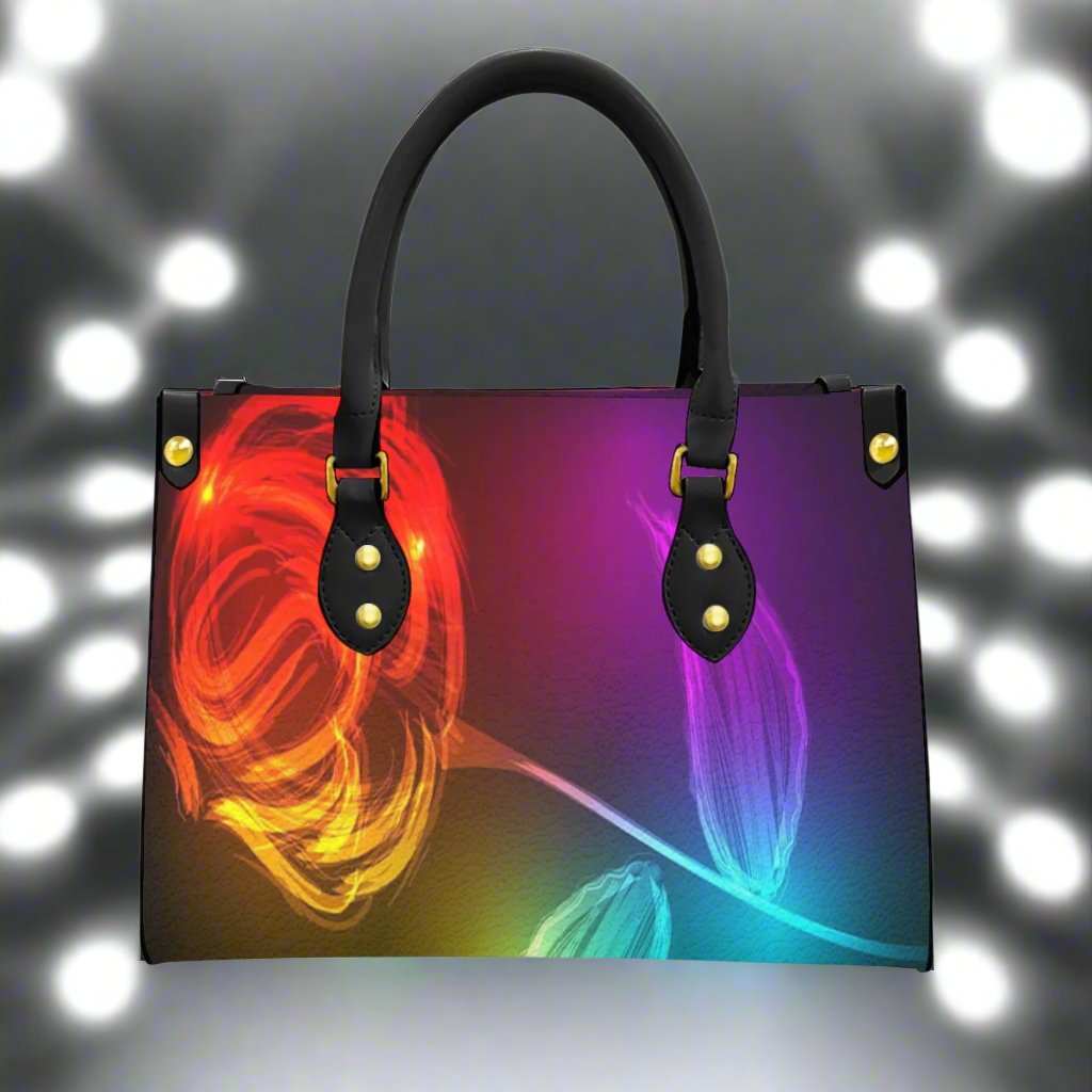 Women's Neon Rose Designer Tote Bag With Black Handle-Exclusive Limited Edition/Design -Limited Stock Sold