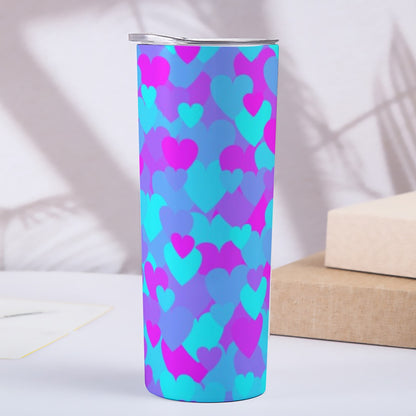 Skinny Neon Hearts Tumbler Stainless Steel with Lids 20OZ