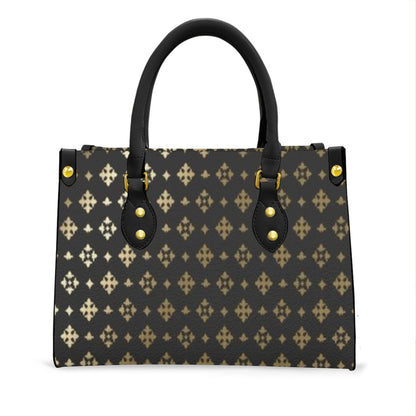 Women's Black Temple II Designer Tote Bag With Black Handle