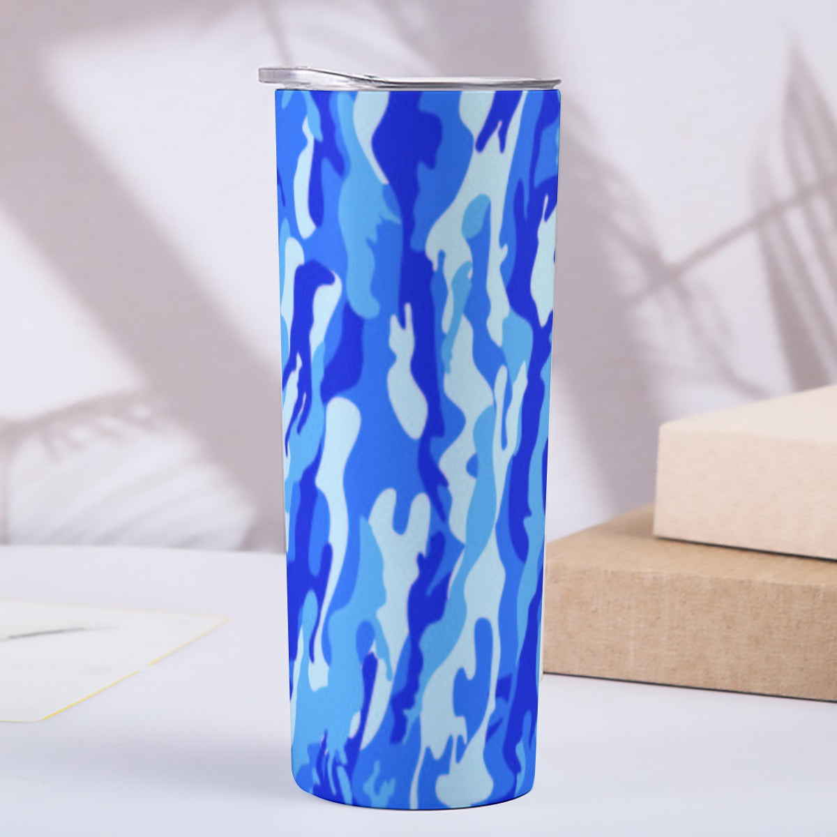 Skinny Blue Camo Design Tumbler Stainless Steel with Lids 20OZ