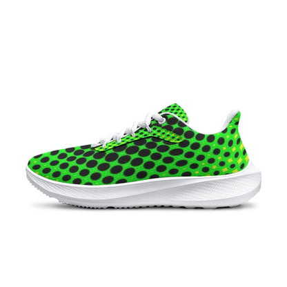 Women's Neon Green Black Dot Casual Trainer Athletic Road Running Shoes