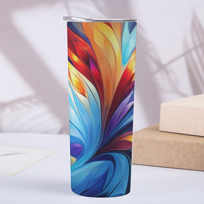 Peacock Feather Skinny Tumbler Stainless Steel with Lids 20OZ