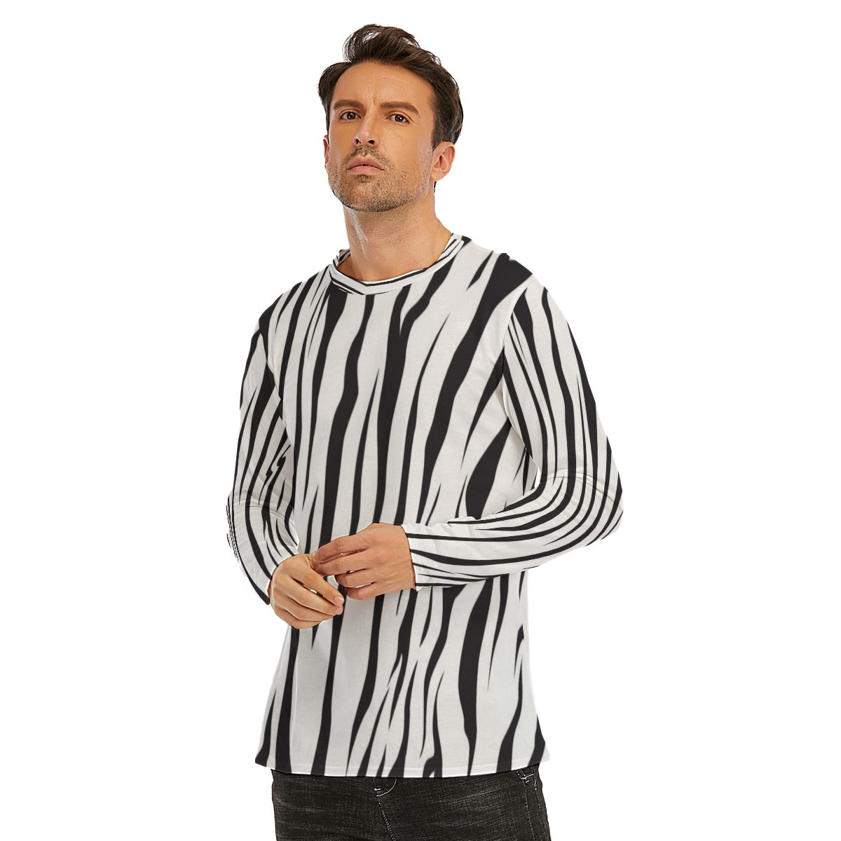 Men's Zebra Print Long Sleeve T-Shirt |  Cotton