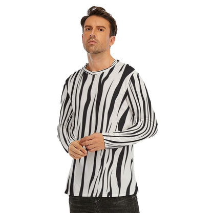 Men's Zebra Print Long Sleeve T-Shirt |  Cotton