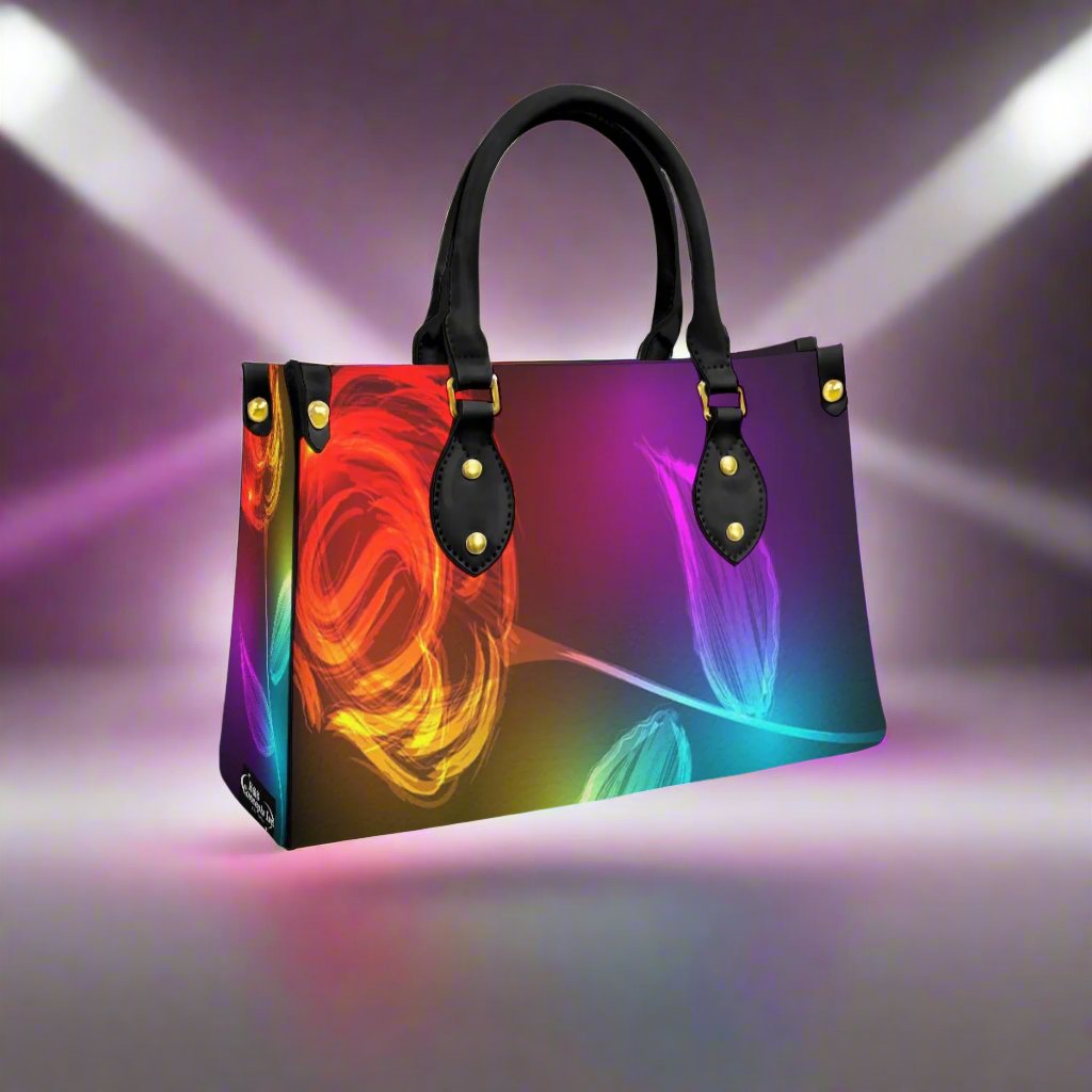 Women's Neon Rose Designer Tote Bag With Black Handle-Exclusive Limited Edition/Design -Limited Stock Sold