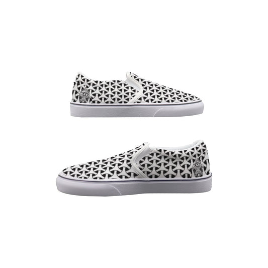 Men's White Binding Design Slip On Sneakers