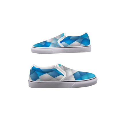 Men's Blue Geometric Pattern Design Slip On Sneakers