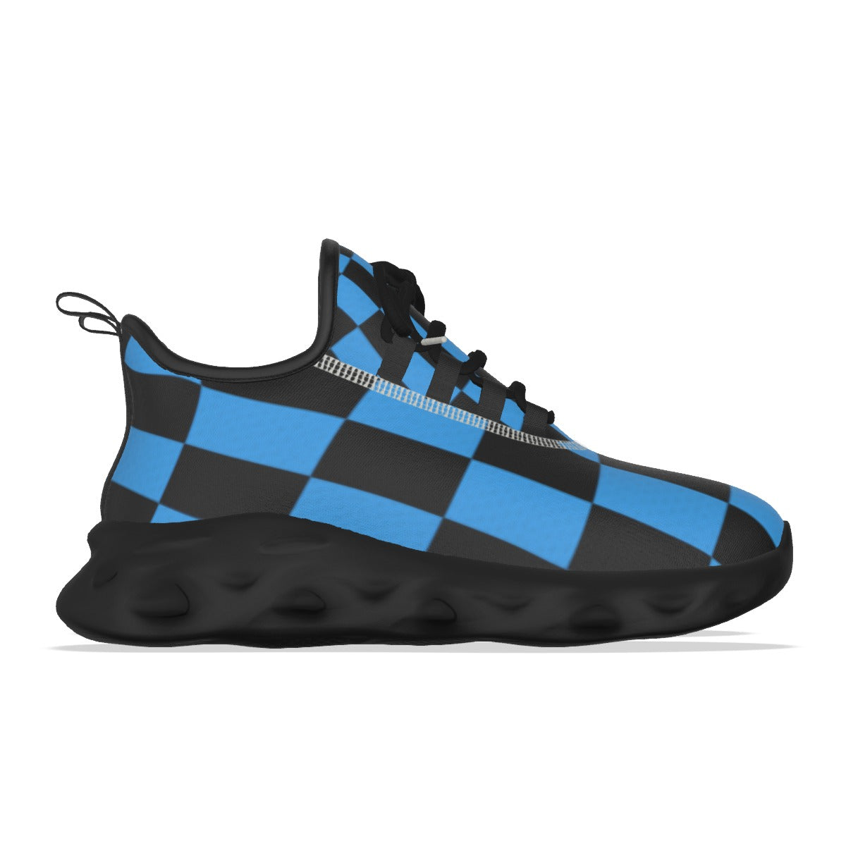 Men's Black & Blue Checker Design Light Sports Shoes