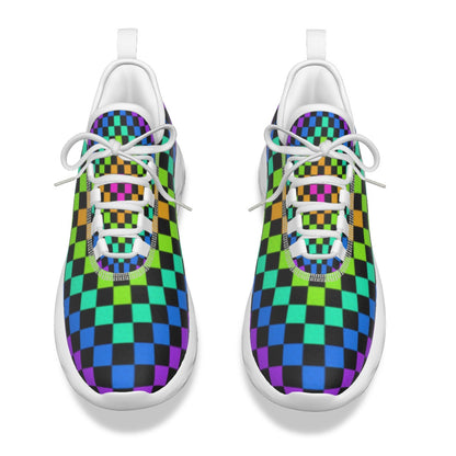 Men's Multi Color Checker Light Sports Shoes