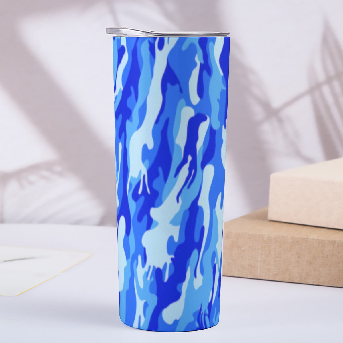 Skinny Blue Camo Design Tumbler Stainless Steel with Lids 20OZ