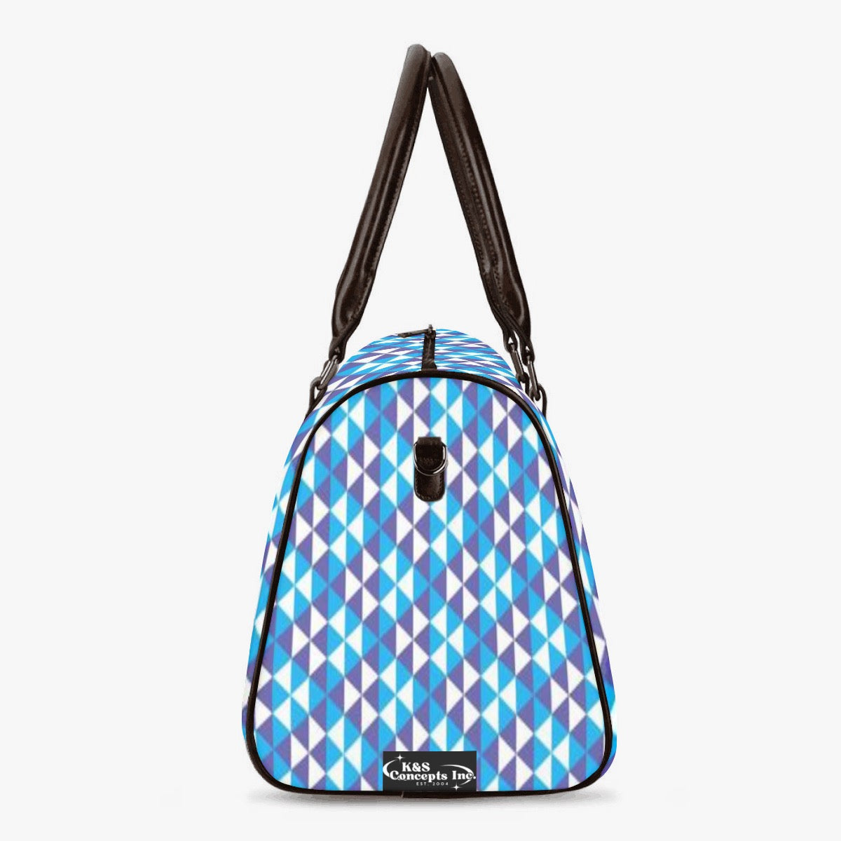 K  & S Concepts Blue Geometric Designer Travel Duffle Bag