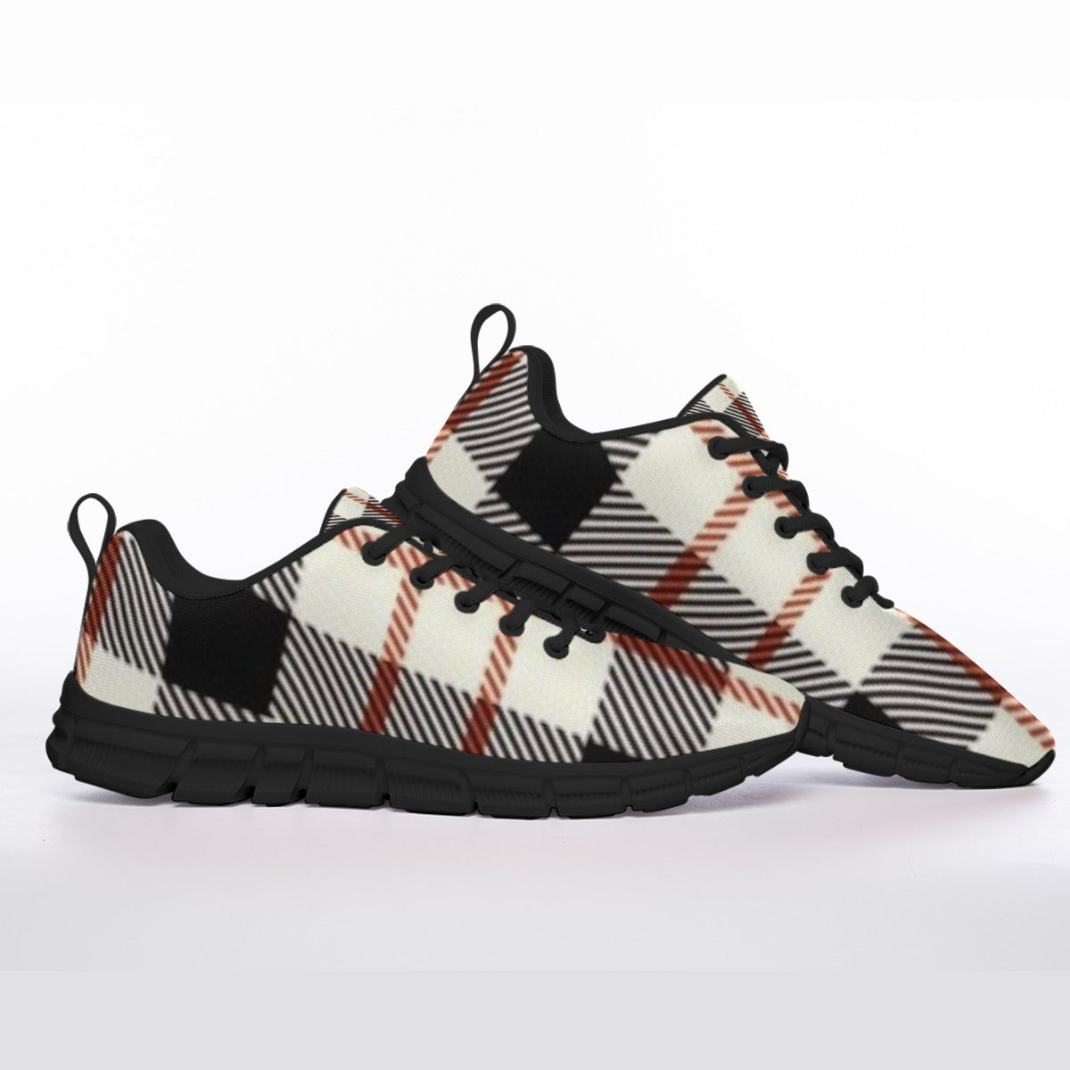 Men's Plaid Stripe Sports Shoes With Black Sole