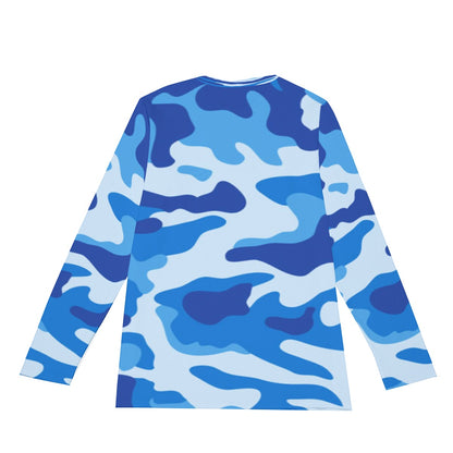 Men's Blue Camo Long Sleeve T-Shirt | Cotton