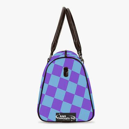 K & S Concepts Purple & Blue Checker Designer Travel Duffle Bag