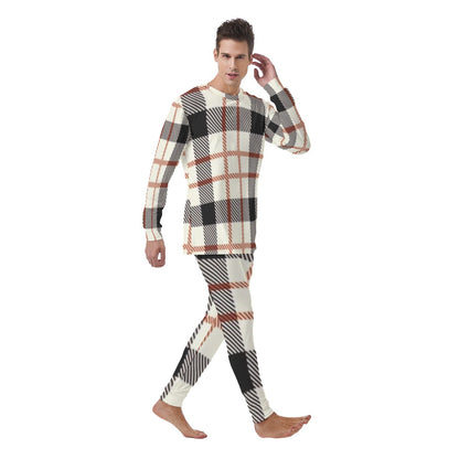 Tan Plaid Design Men's Pajamas