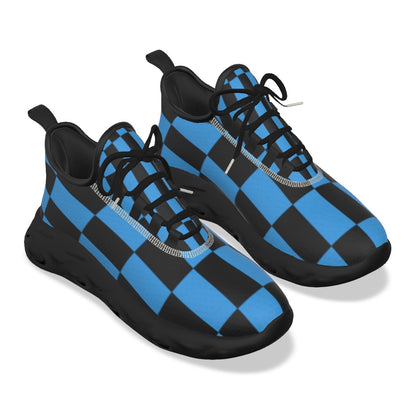 Men's Black & Blue Checker Design Light Sports Shoes