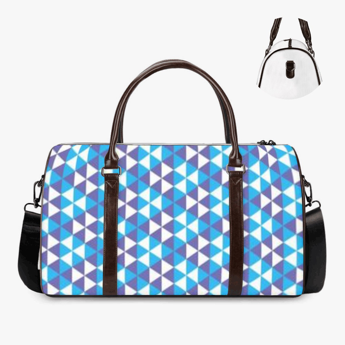 K  & S Concepts Blue Geometric Designer Travel Duffle Bag