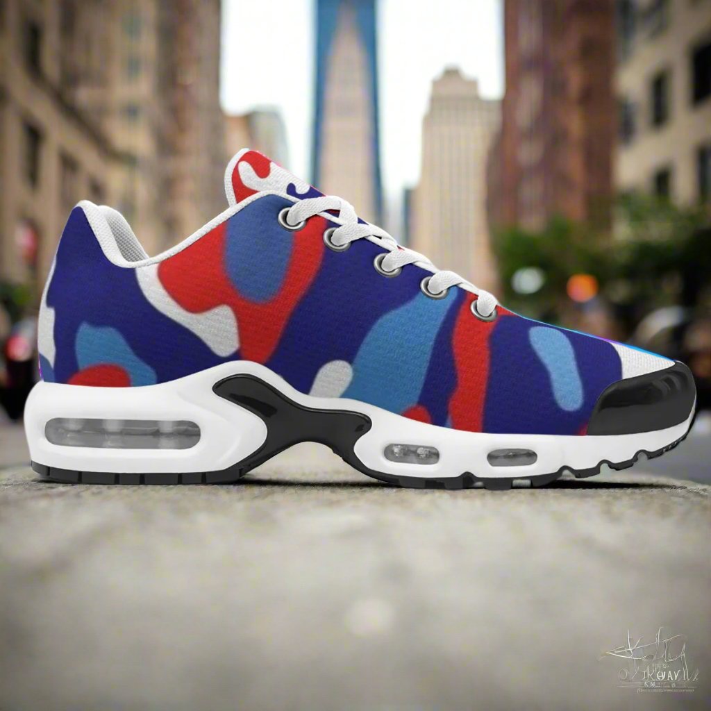 K&S Concepts Blue Red White CAMO Men's Air Cushion Sports Shoes