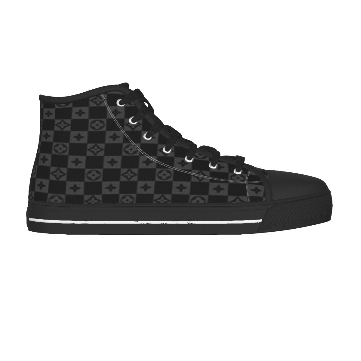 Men's Black Temple Print Design Sole Canvas Shoes