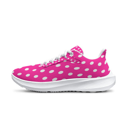 Pink White Polk Dot Design -Women's Road Running Shoes