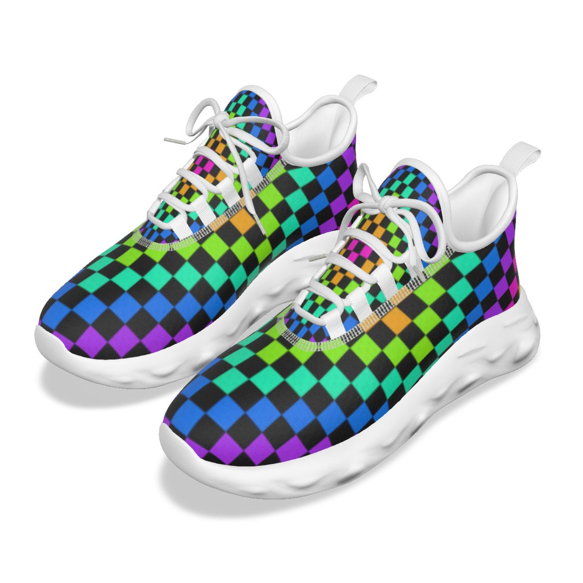 Men's Multi Color Checker Light Sports Shoes