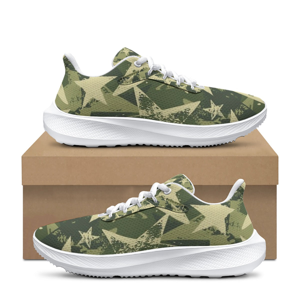 Star Camo Green Design -Women's Road Running Shoes Athletic Casual Shoes