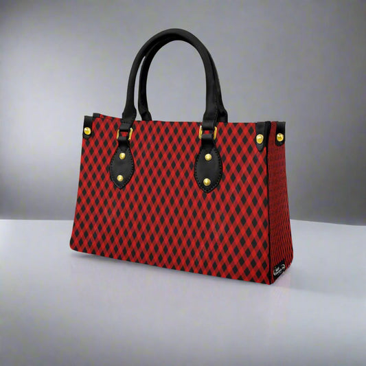 Women's Red & Black Lady Bug Checker Designer Tote Bag With Black Handle--Exclusive Limited Edition/Design -Limited Stock Sold