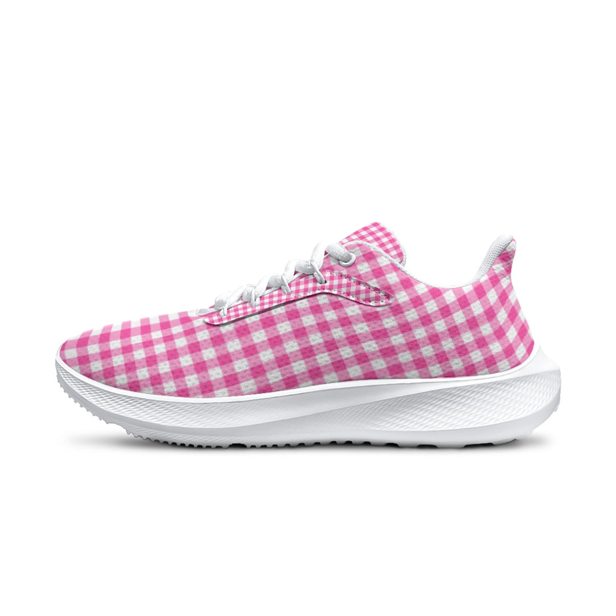 Women's Pink Checkered Design Road Running Shoes