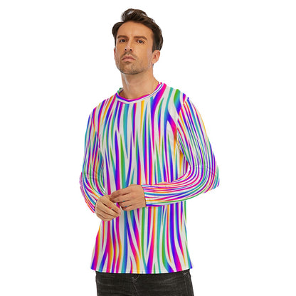 Men's Multi Color Tiger Stripe Long Sleeve T-Shirt | Cotton