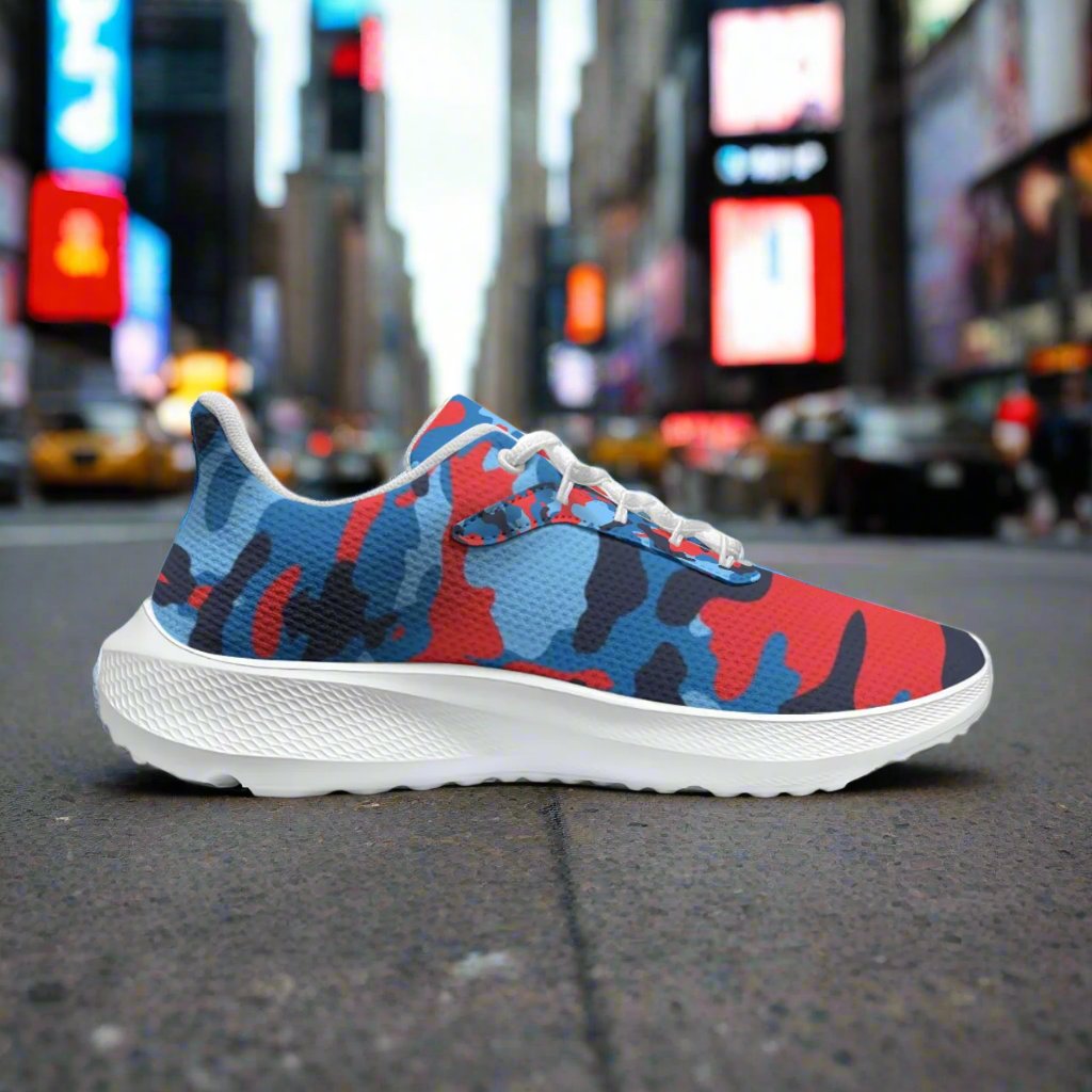 K&S Concepts Blue & Red CAMO Women's Road Running Shoes