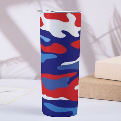 Skinny Red, White & Blue Camo Design Tumbler Stainless Steel with Lids 20OZ