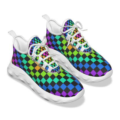 Men's Multi Color Checker Light Sports Shoes