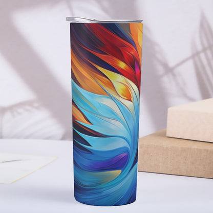 Peacock Feather Skinny Tumbler Stainless Steel with Lids 20OZ