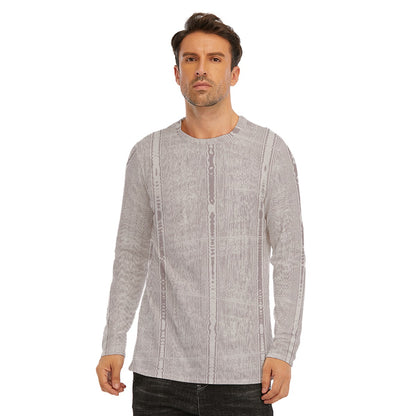 Men's Grey Lines Long Sleeve T-Shirt | Cotton