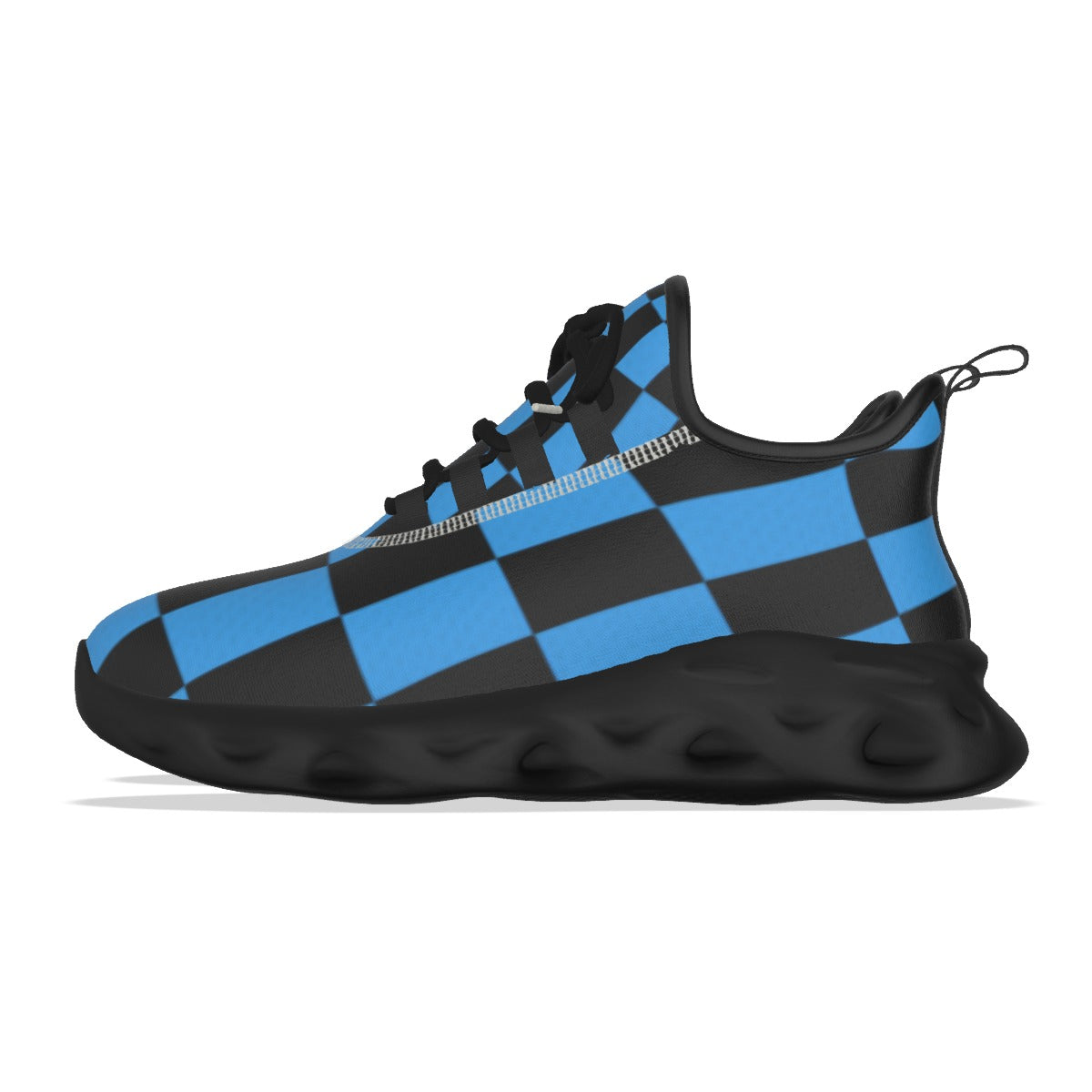 Men's Black & Blue Checker Design Light Sports Shoes