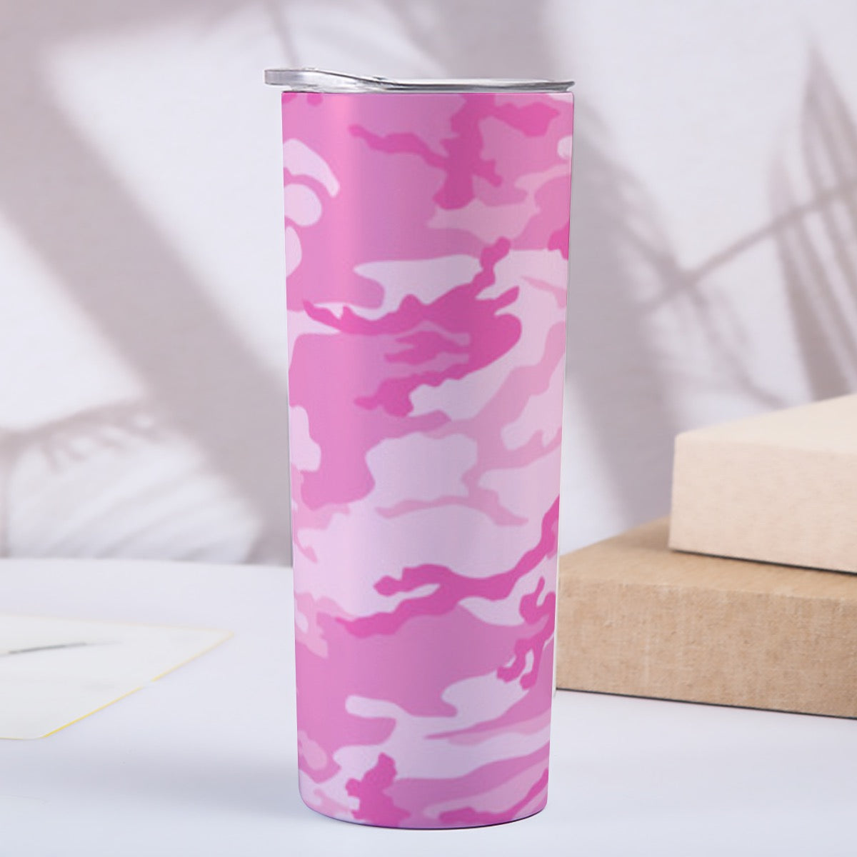 Skinny Pink Camo Design Tumbler Stainless Steel with Lids 20OZ