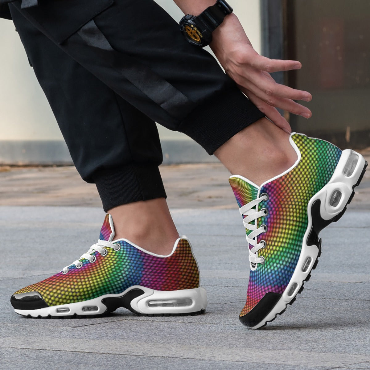 Exclusive Design -Men's Skyline Rainbow Shimmer Designer Casual Trainer Athletic Road Running Shoes