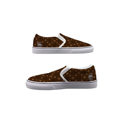 Men's Brown Temple Design Slip On Sneakers