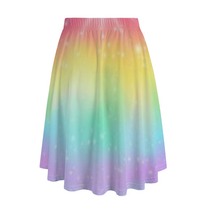 Women's Rainbow Sparkle Design Long Maxi Skirt With Pockets