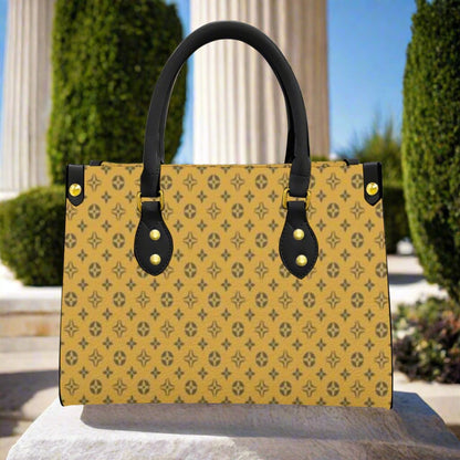 Women's Yellow Temple Designer Tote Bag With Black Handle--Exclusive Limited Edition/Design -Limited Stock Sold