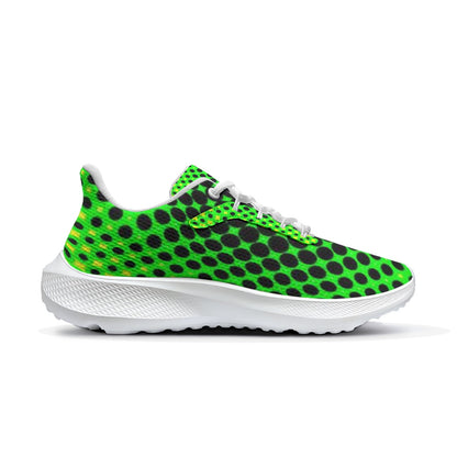 Women's Neon Green Black Dot Casual Trainer Athletic Road Running Shoes