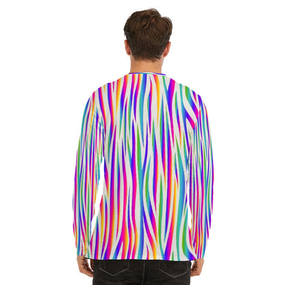 Men's Multi Color Tiger Stripe Long Sleeve T-Shirt | Cotton