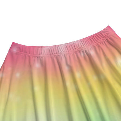 Women's Rainbow Sparkle Design Long Maxi Skirt With Pockets