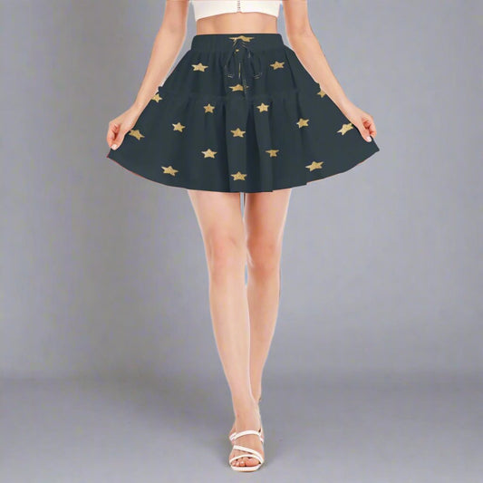 Blue & Gold Star Women's Ruffled Mini Skirt - K & S Concepts Inc